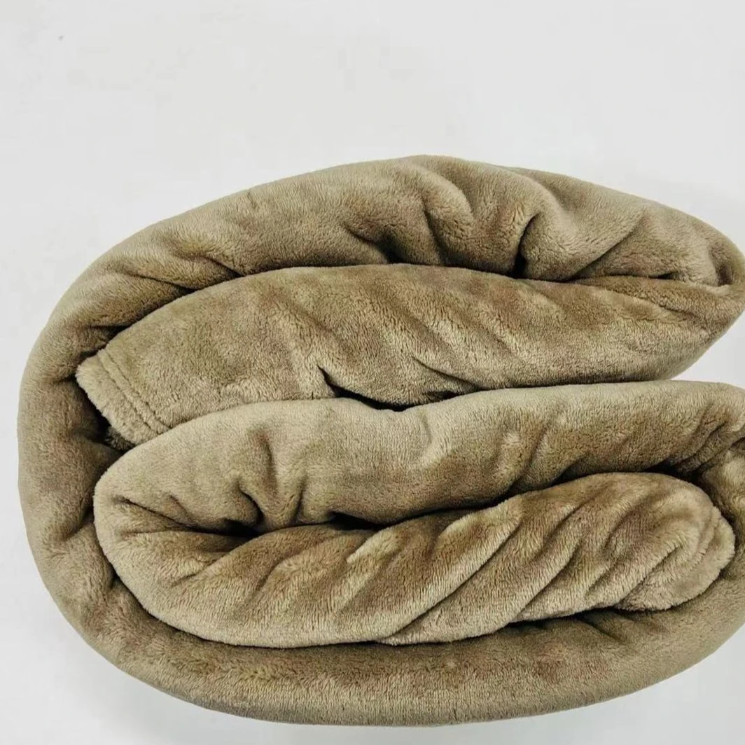 Fugari180*200驼色加厚双面绒毛毯D127