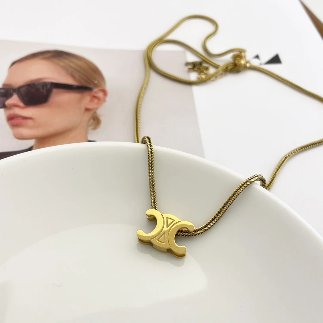 钛钢项链 【凯旋门】手工气质时尚百搭女士复古欧美金色项链锁骨链