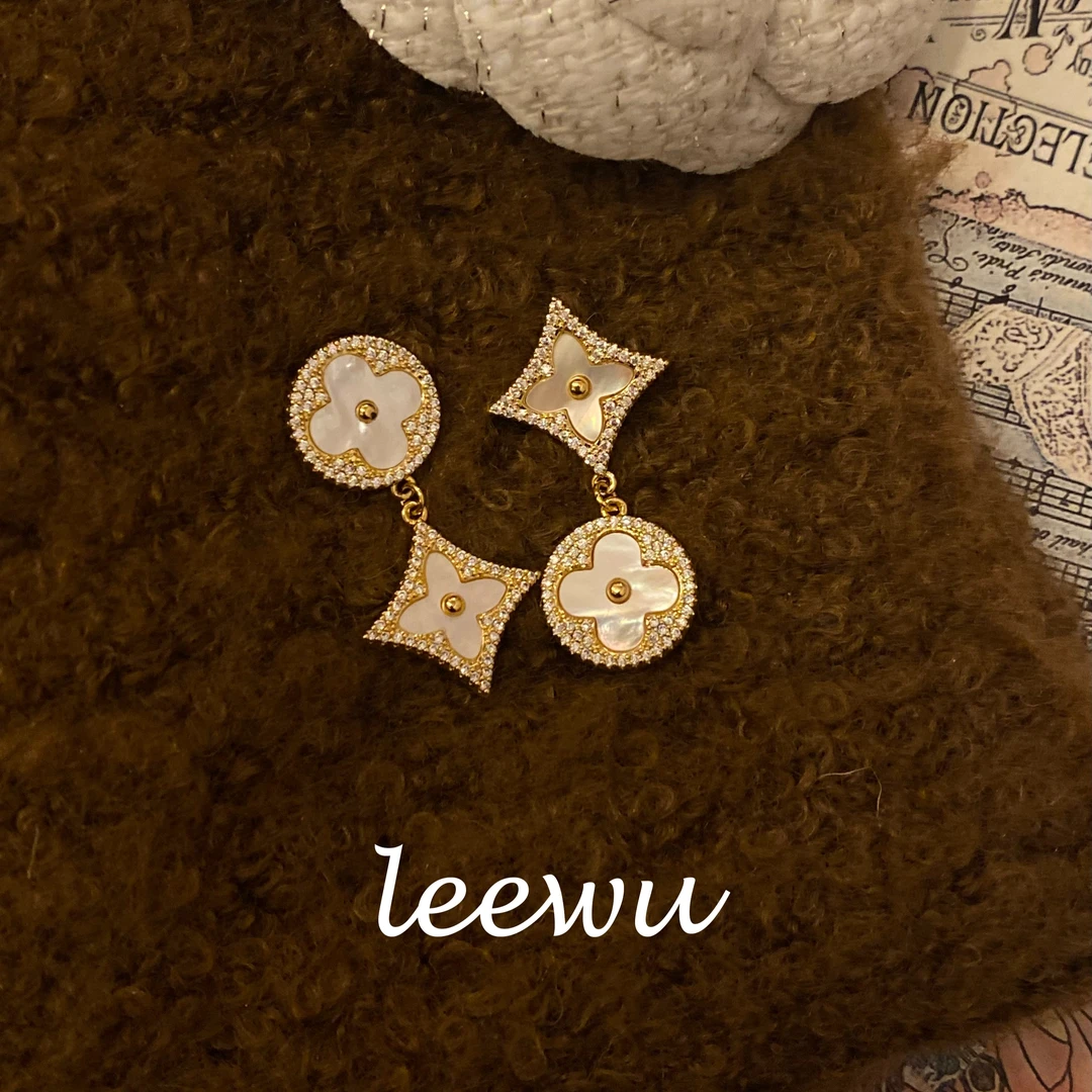 铜合金耳饰 里物LEEWU【法式菱形不对称】气质轻奢ins耳钉小众