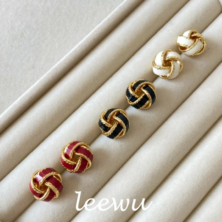 铜合金珐琅耳饰 【珐琅同心结】雅丹复古同心结耳钉气质高级感秋冬