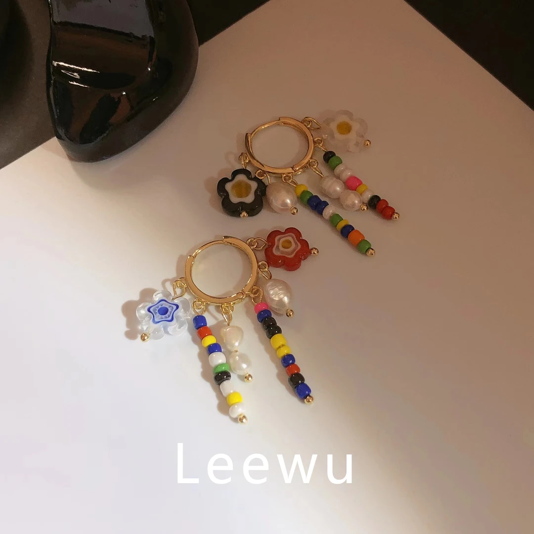 铜合金亚克力耳饰 LEEWU里物【多巴胺笑脸】手工气质可爱百搭耳环