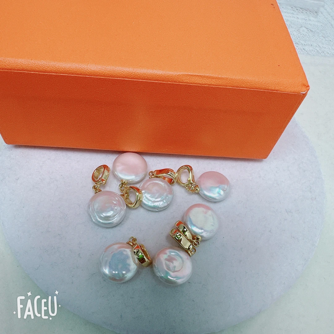 天然淡水珍珠A04万能扣白色纽扣吊坠通孔百搭