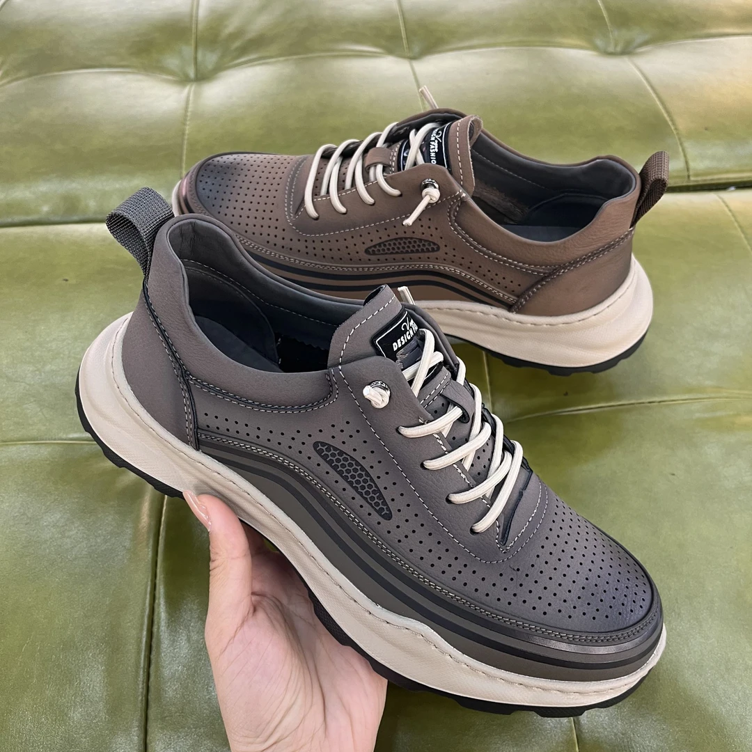 卡帝烟斗KD26830休闲男皮鞋百搭夏季透气舒适时尚软底轻便系带