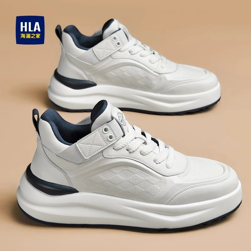 海澜之家男鞋2024新款秋冬百搭增高中帮小白板鞋爆款运动休闲潮鞋