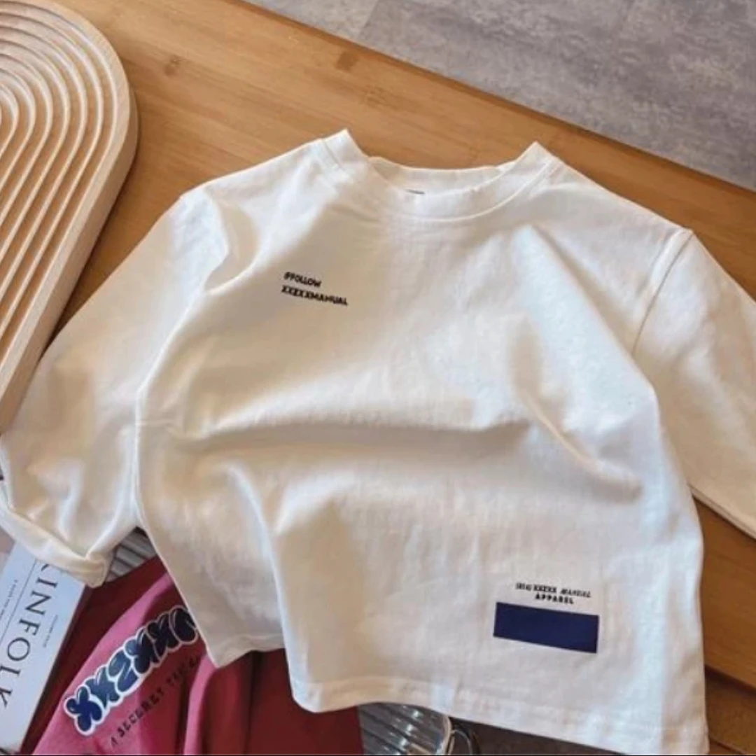 2024春秋儿童T恤棉春秋薄款长袖宽松韩版潮酷圆领休闲小童上衣