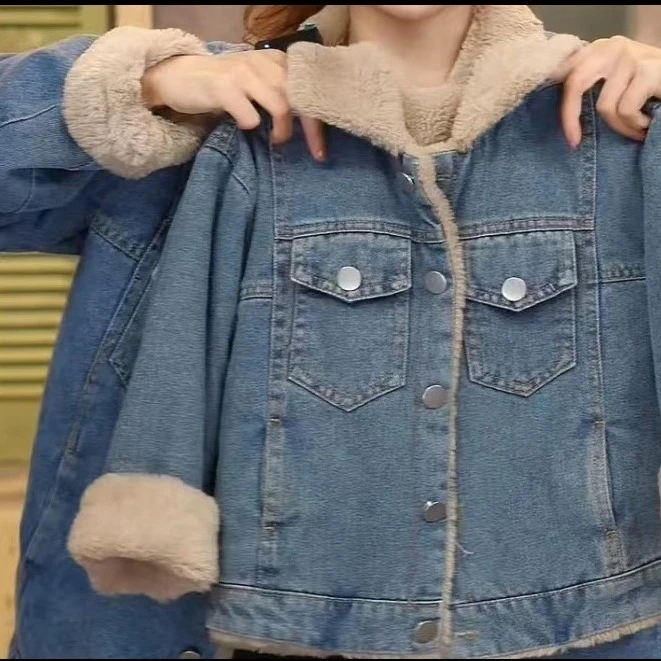 男女童2025秋冬新款韩版时尚休闲加绒加厚牛仔外套