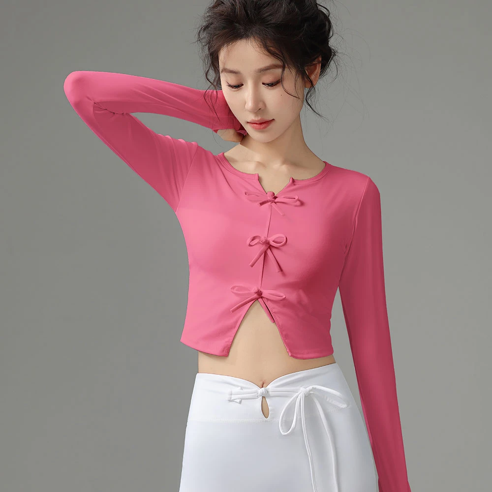 纯欲甜辣妹性感显胸减龄设计感莱卡裸感长袖23745