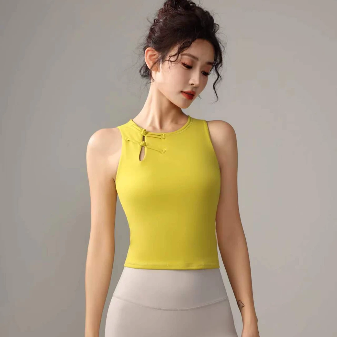 中国风温婉气质全包裹裸感瑜伽背心时尚训练美背712