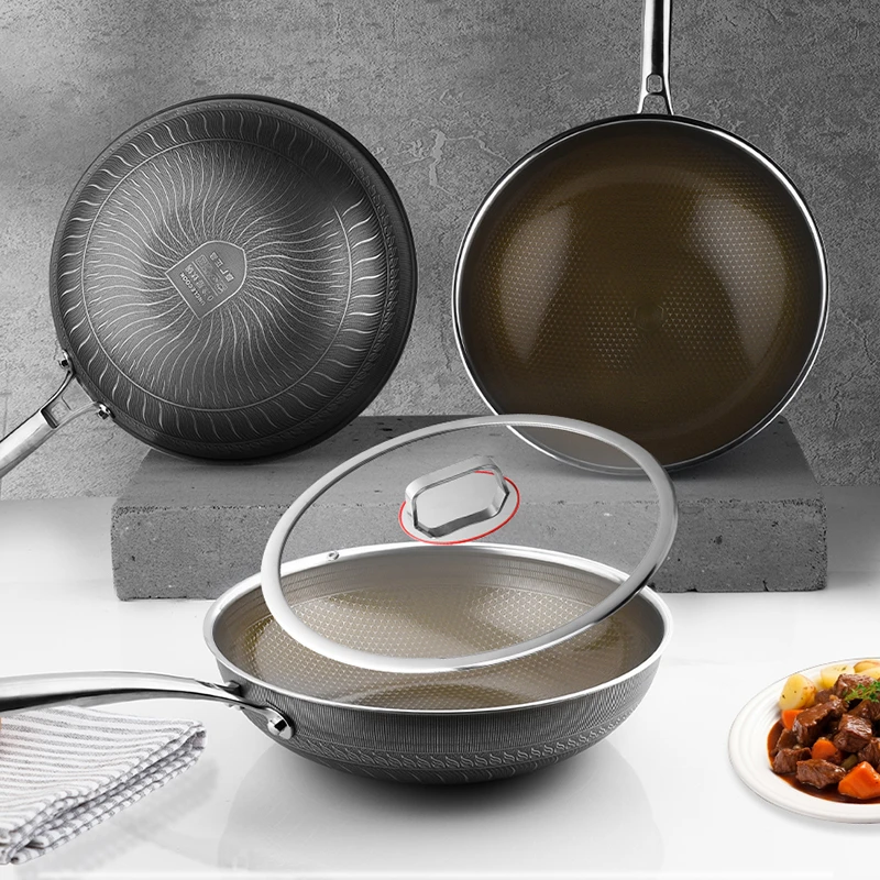 【新品】UNCLECOOK钛悬浮双面蚀刻0涂层不粘炒锅电磁炉通用不挑灶具
