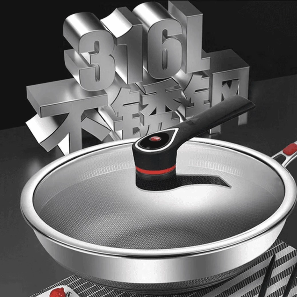 unclecook 316L不锈钢不粘炒锅 电磁炉全灶具通用
