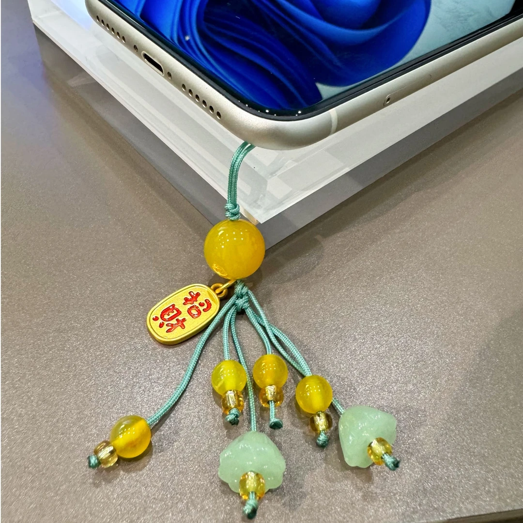 【新人福利】玛瑙玉髓单珠招财纳福莲蓬流苏手机挂/多样性发其一