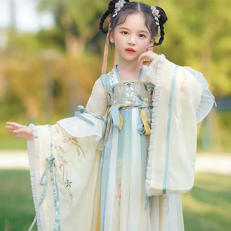 MMTT01【远黛】中国风儿童汉服春夏款一体两穿齐胸仙气古装襦裙飘逸
