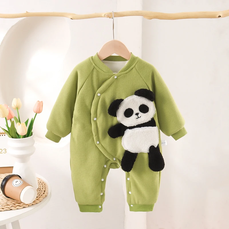 宝宝外出服婴儿冬款连体衣宝宝衣服薄棉婴幼儿超萌可爱小熊猫爬服