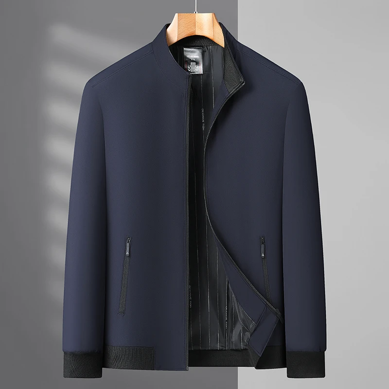 慕卡罗休闲男外套春秋季商务立领宽松中老年茄克休闲外穿爸爸装