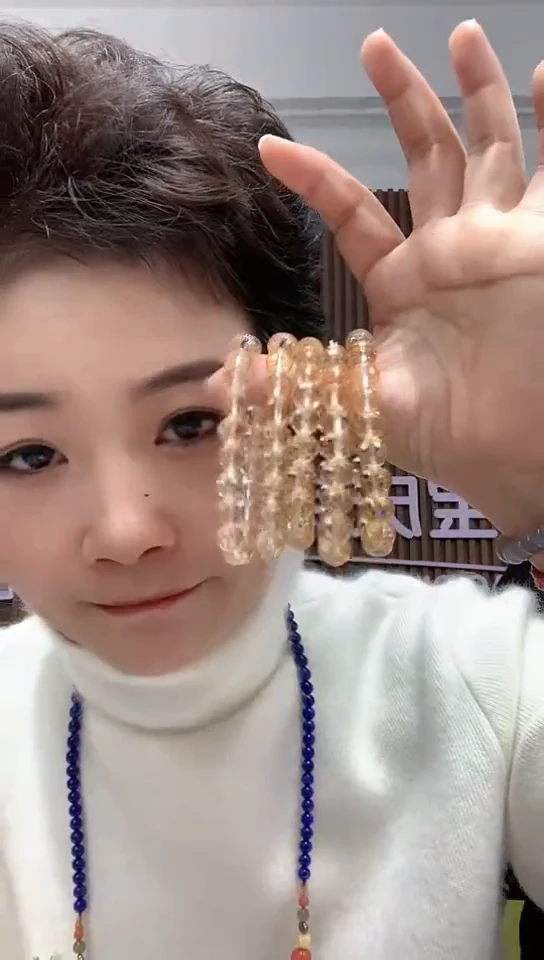 【闪购商品】玛瑙/玉髓发饰合金14024黄刻面手串