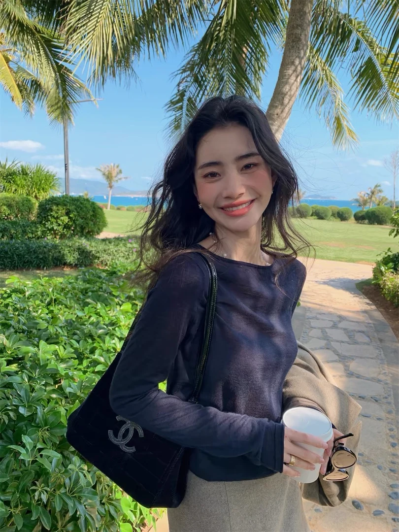 精仿羊毛打底衫显瘦内搭长袖T恤女修身洋气设计感韩版气质薄款潮