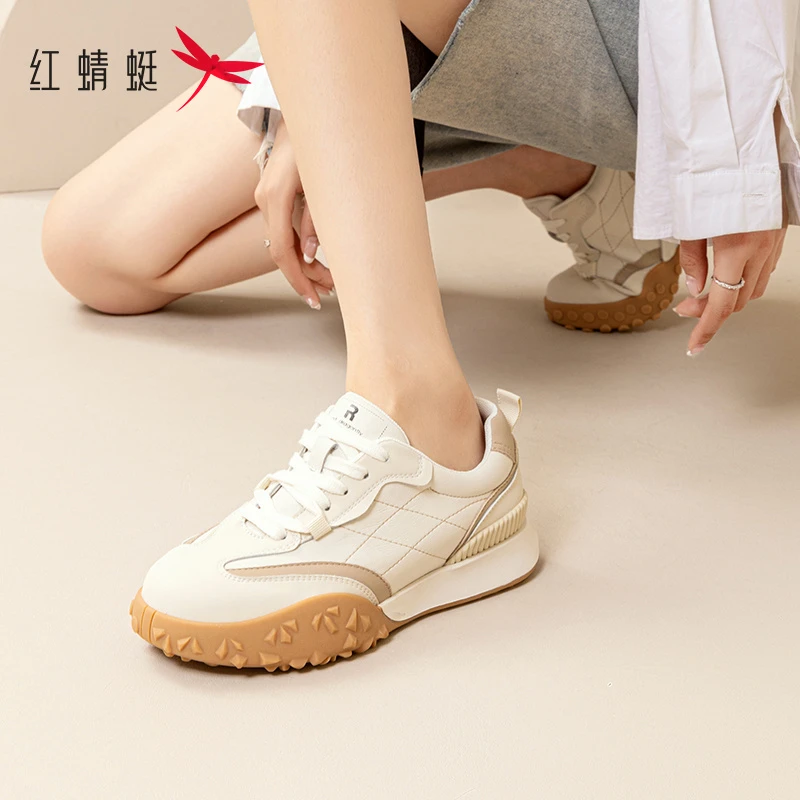 红蜻蜓小白鞋女款2024新款女鞋软底不累脚德训鞋春秋妈妈运动鞋女