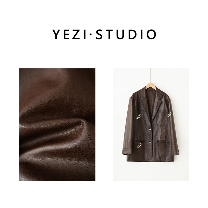 【摩登骑士】進口绵羊.皮中长款廓形时髦西装外套24391157-9/28