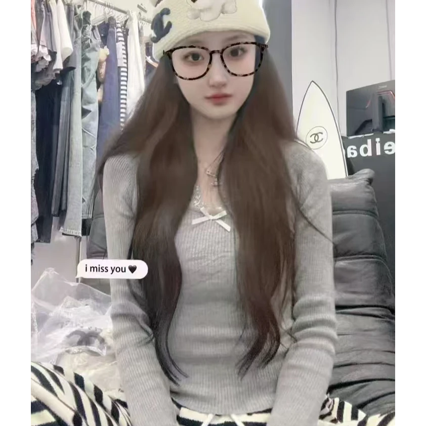 长袖蕾丝针织打底