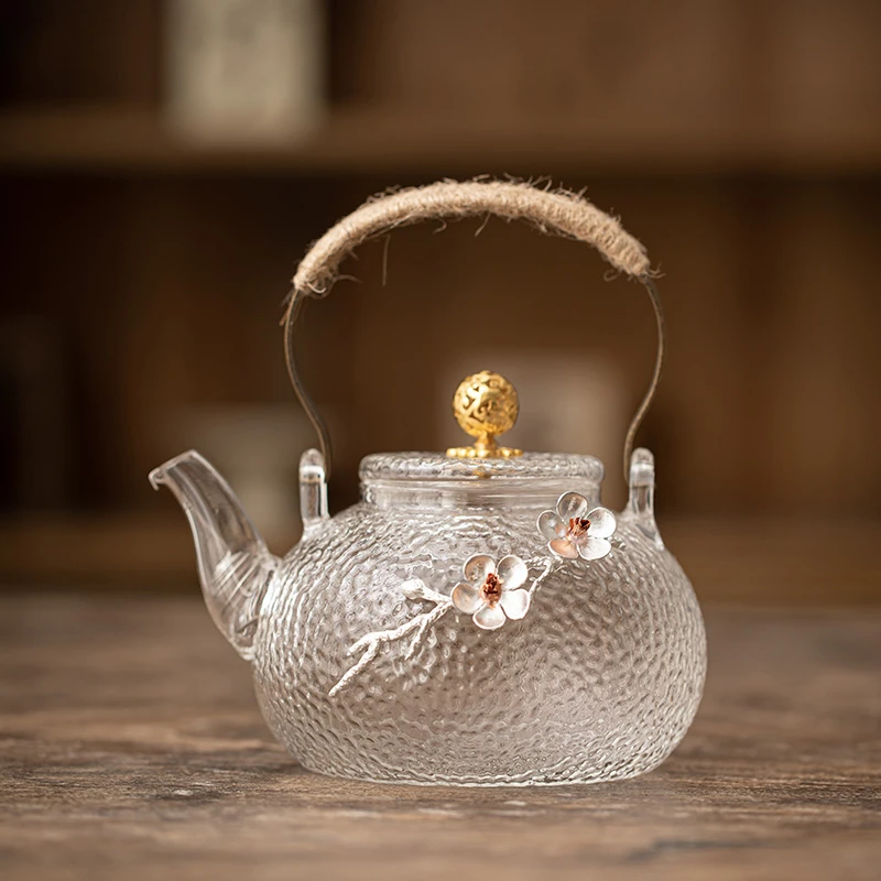 耐高温梅花玻璃煮茶壶 A1146