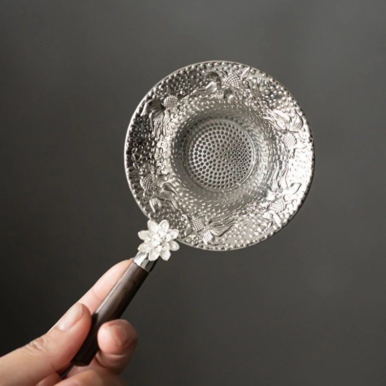 莲莲有鱼茶漏茶滤莲花金鱼长柄茶滤功夫茶具茶器配件 A5963