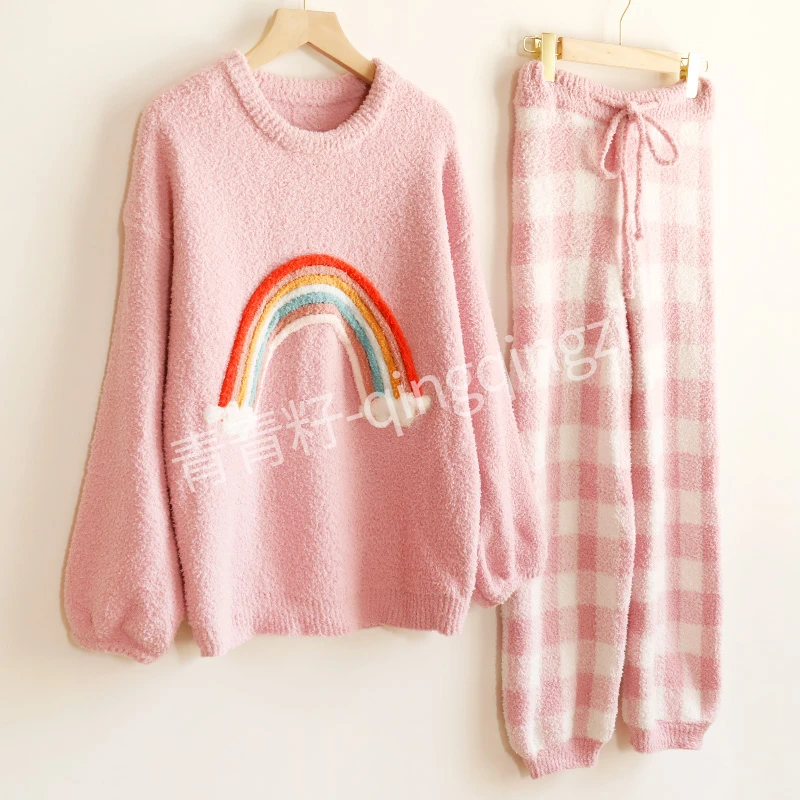 [彩虹软绵绵7501 ] 长袖套装 加厚秋冬家居服 睡衣 粉色可外穿