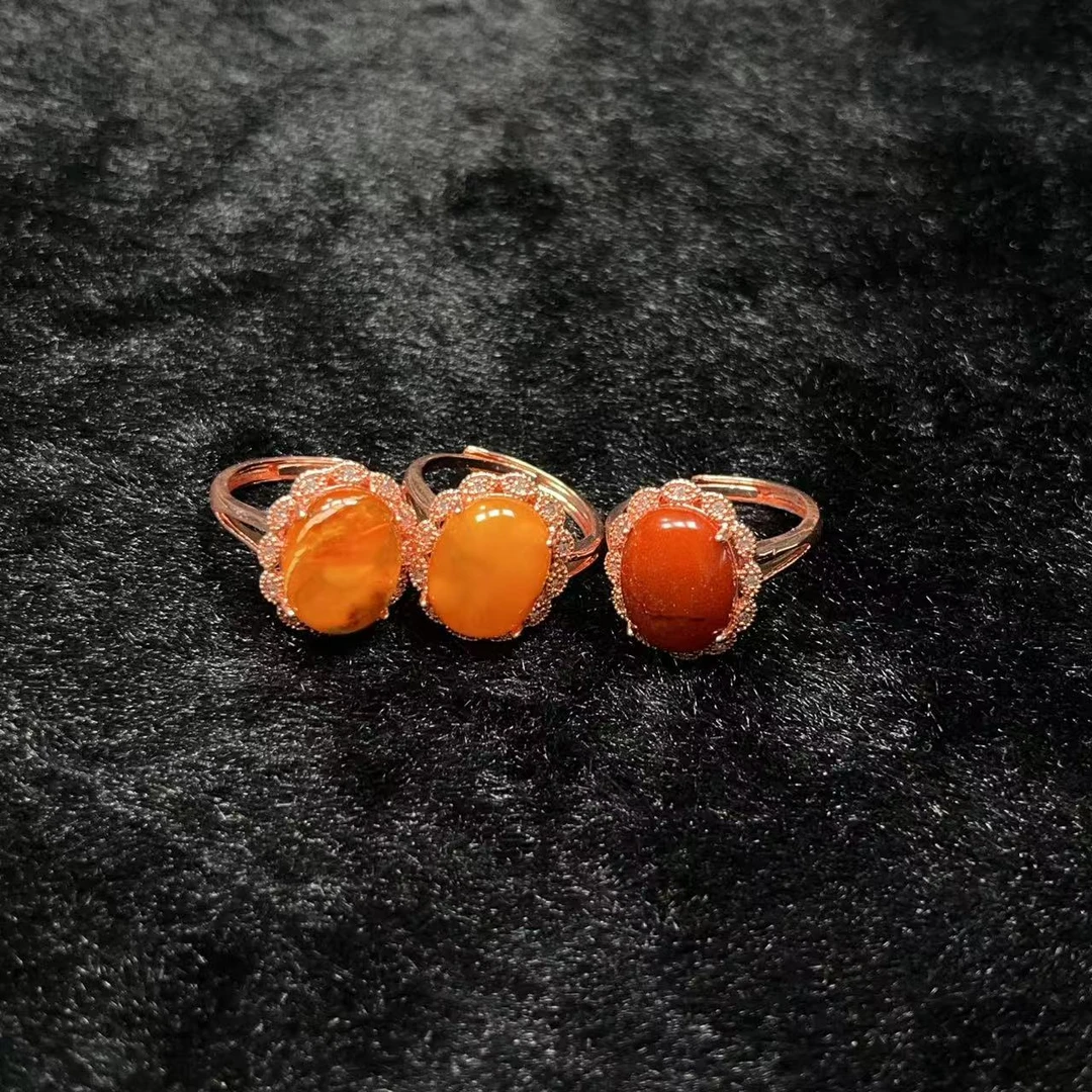 天然鸡油黄老料蜜蜡戒指 M869—多样性发一件