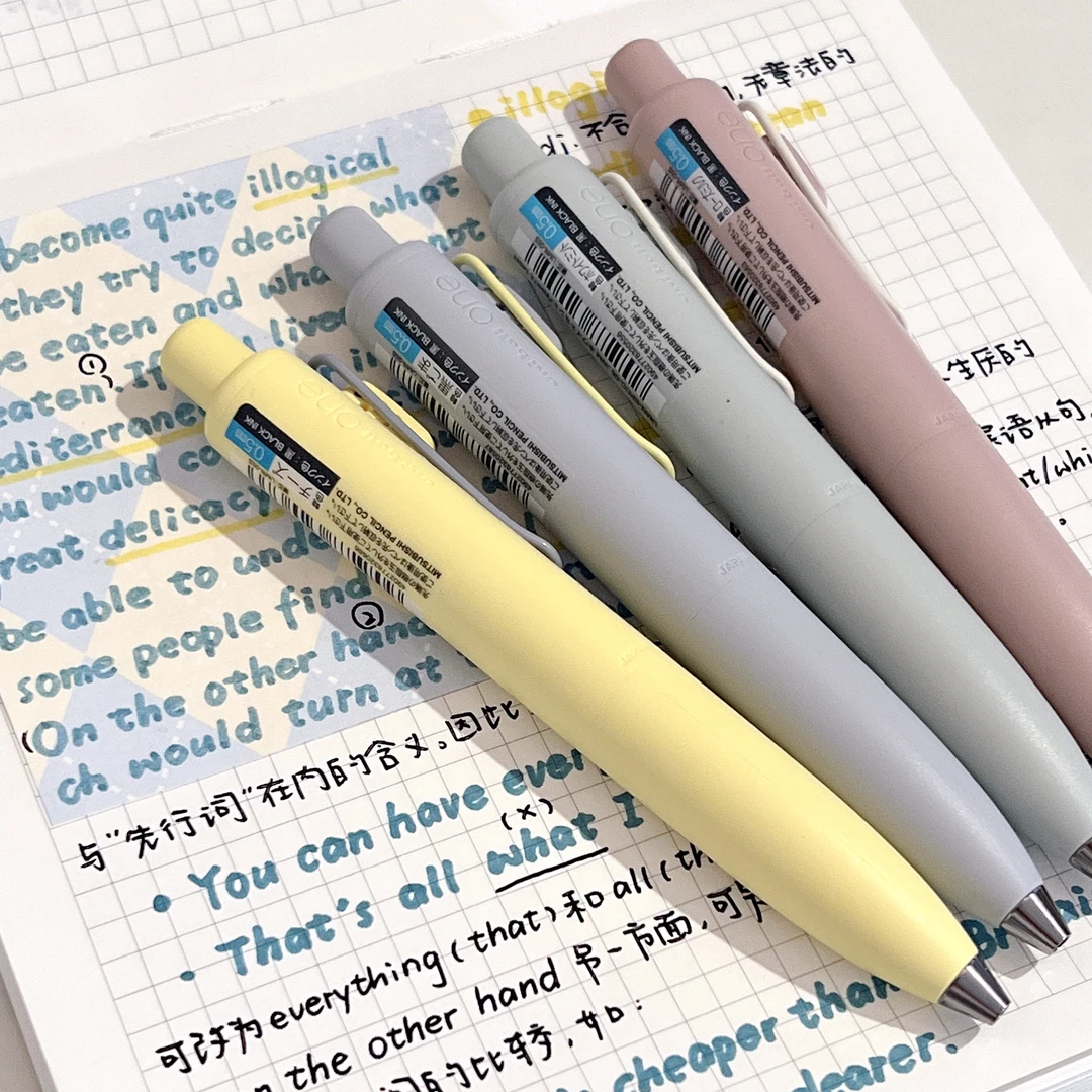 uni/三菱铅笔小浓芯泡泡球限定小胖笔玫瑰金笔夹黑色0.5中性笔