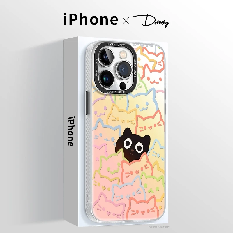 适用苹果14手机壳新款iPhone13promax叠叠猫渐变炫彩镭射pro高级