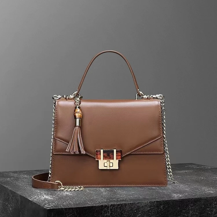 【专柜】Cuud时尚轻奢单肩斜挎牛皮凯莉包潮流简约气质手提真皮女包