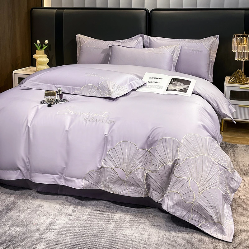 FANYUE/繁悦轻奢全棉四件套高端刺绣床上四件套纯棉床单被套酒店