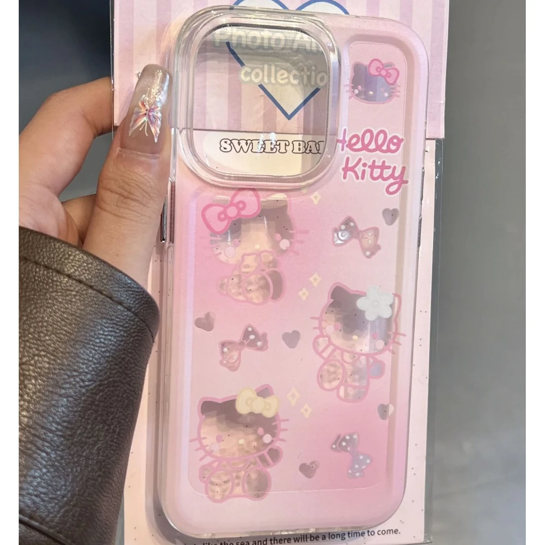 ins粉镂空kitty苹果14Plus手机壳iPhone15透明13promax防摔12软11