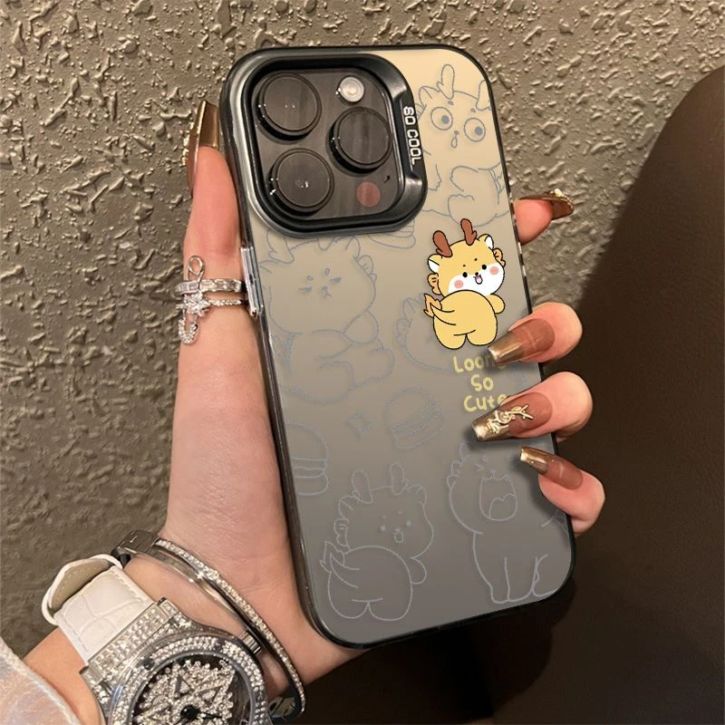 卡通黄龙苹果13手机壳iPhone14promax防摔12/11可爱15plus硬xsmax