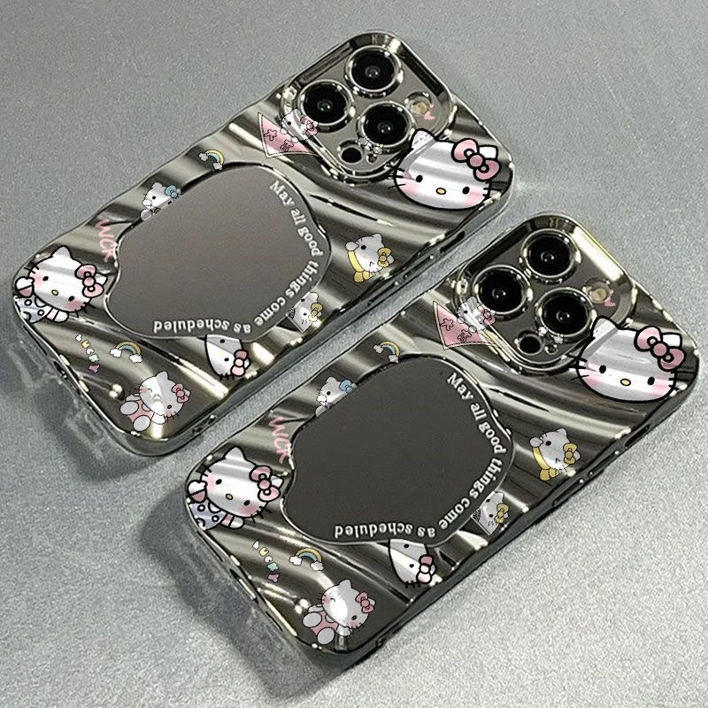 可爱凯蒂猫适用华为Mate60手机壳P50镜面15promax高级iPhone14/13
