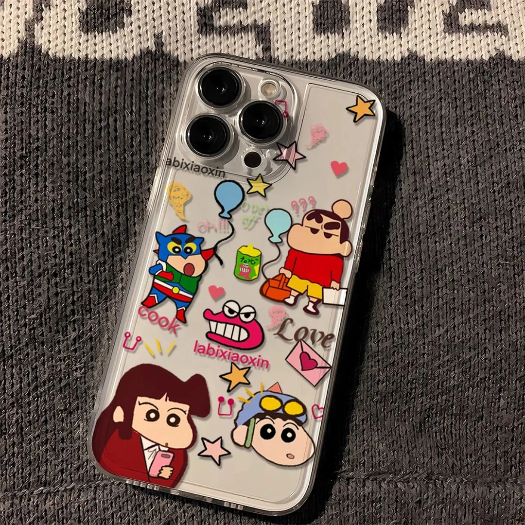 蜡笔小新苹果14手机壳iPhone15搞怪11透明13promax软12全包78plus