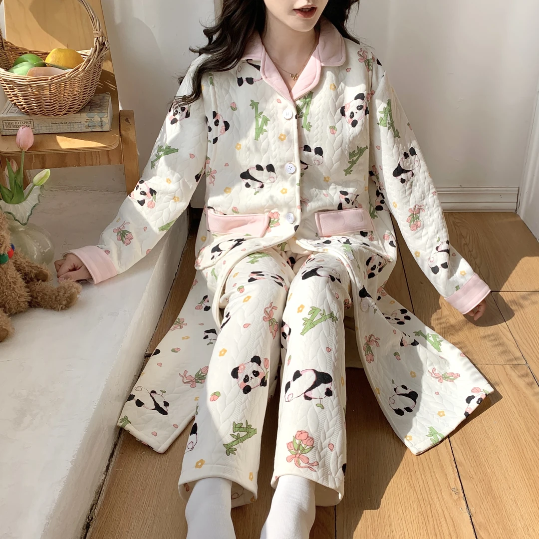 【秋冬-空气棉】月子服纯棉产后哺乳11-12-1-2-3月孕妇睡衣家居套装