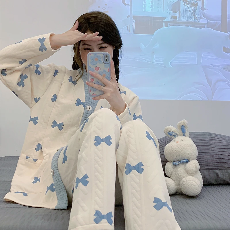 【秋冬-空气棉】月子服秋冬纯棉产后哺乳9-10-11-12月孕妇睡衣家居