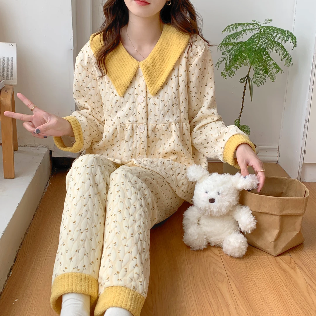 【秋冬-空气棉】月子服秋冬纯棉产后哺乳11-12-1月孕妇睡衣家居套装
