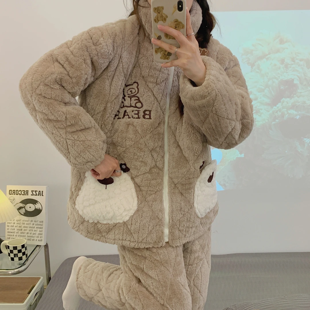 【零下5度-10度三层夹棉】月子服加绒加厚产后哺乳12月孕妇睡衣套装