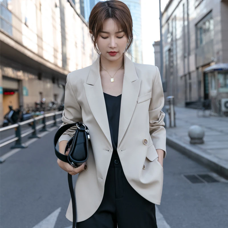 春秋韩版炸街小西装女宽松休闲气质西服设计感小众外套高级感