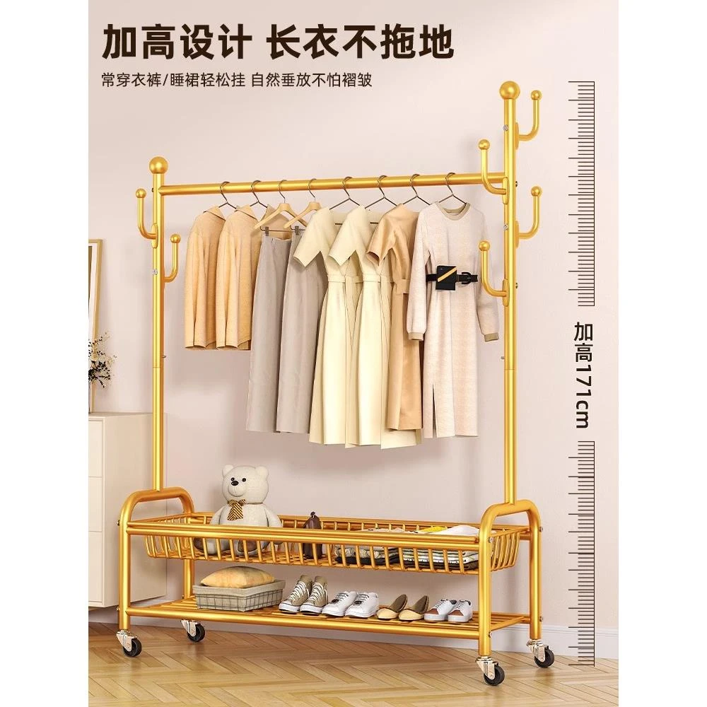 精选推荐挂衣架落地卧室家用不占空间挂衣服架子移动晾衣架简易衣