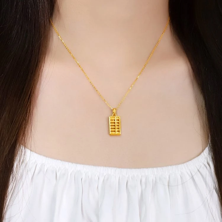 合金吊坠 小算盘项链黑绳毛衣链百搭轻奢时尚经典气质坠链饰品