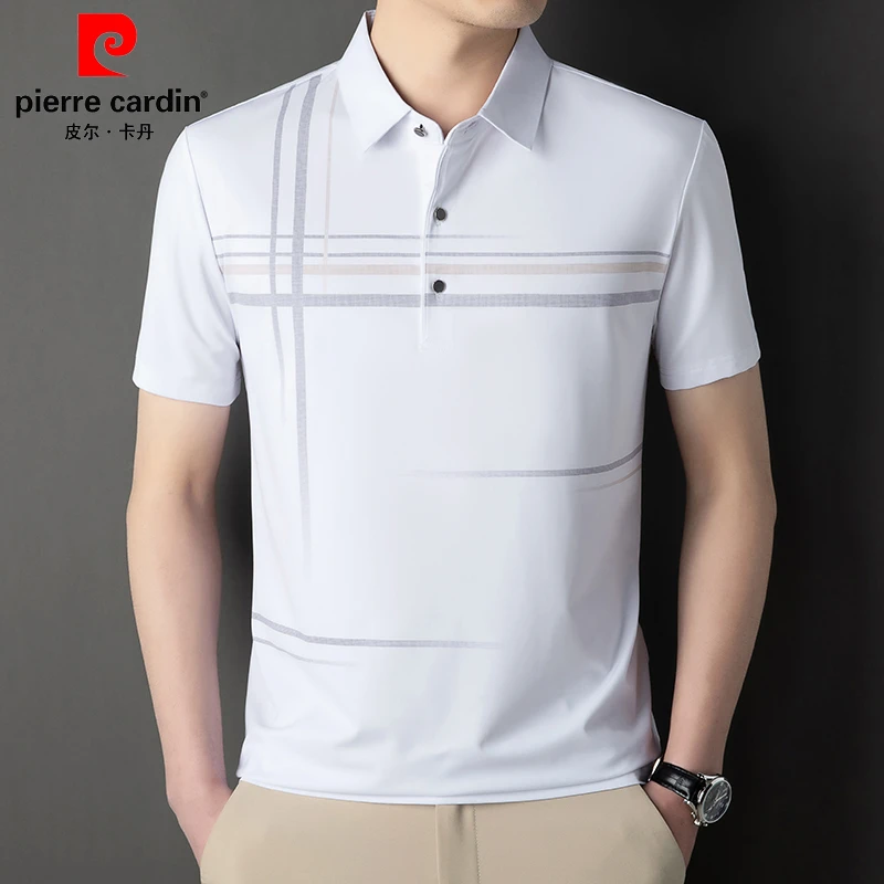 皮尔卡丹含桑蚕丝短袖POLO衫男新款夏季商务休闲薄款透气T恤上衣
