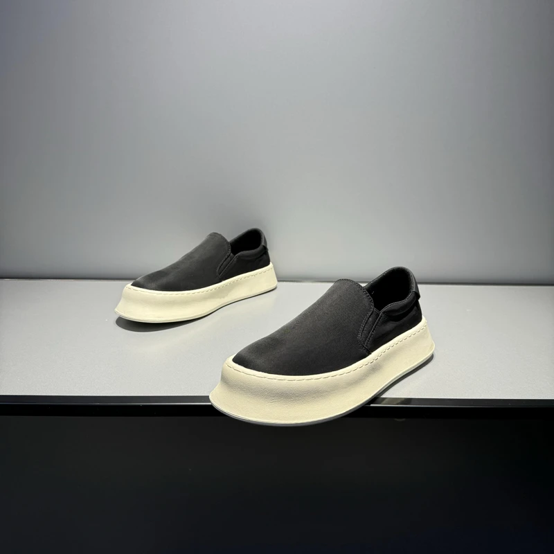 男鞋男士舒适帆布鞋时尚百搭夏季透气皮潮鞋厚底低帮
