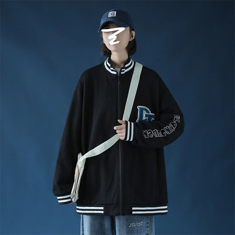 【9200包邮】2022秋装新款青少年学生港风格子棒球服字母绣夹克