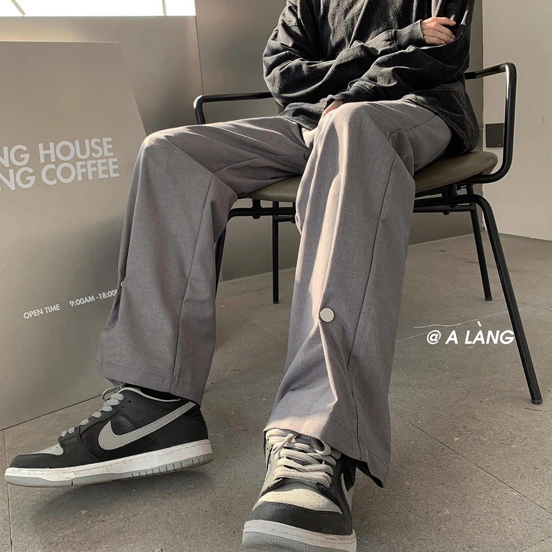 【10666包邮】2024夏装新款青少年学生纽扣设计垂坠感休闲西裤潮