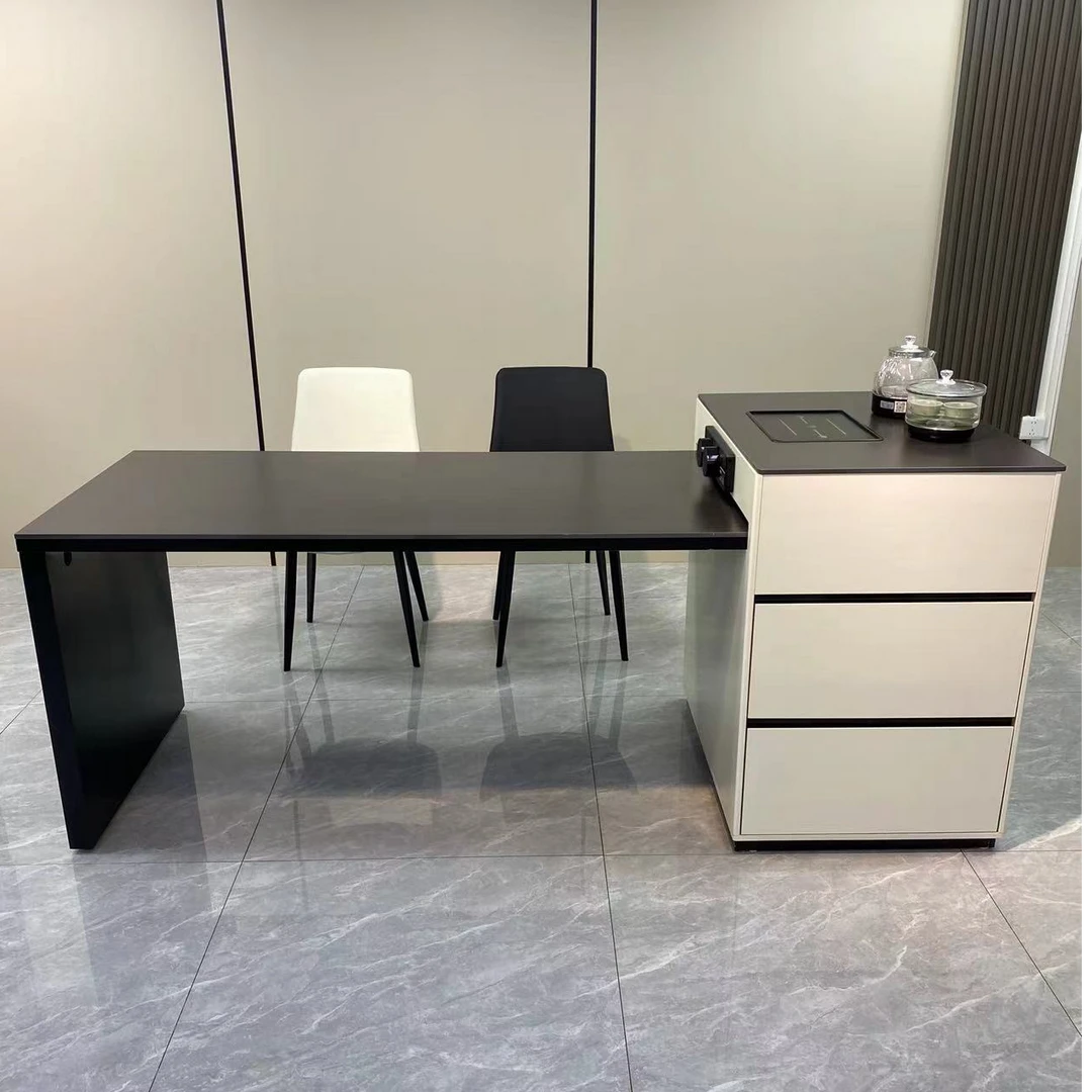 意式极简岛台餐桌一体可伸缩多功能家用厨房岩板岛台长方形吃饭桌