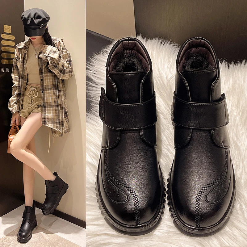 【女神推荐】冬季保暖加绒加厚软底休闲马丁靴防滑耐磨时尚小短靴