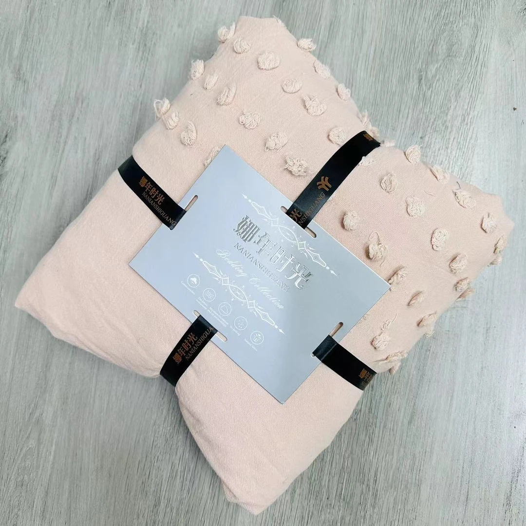 粉色剪花豆豆纯棉床笠2*2.3米