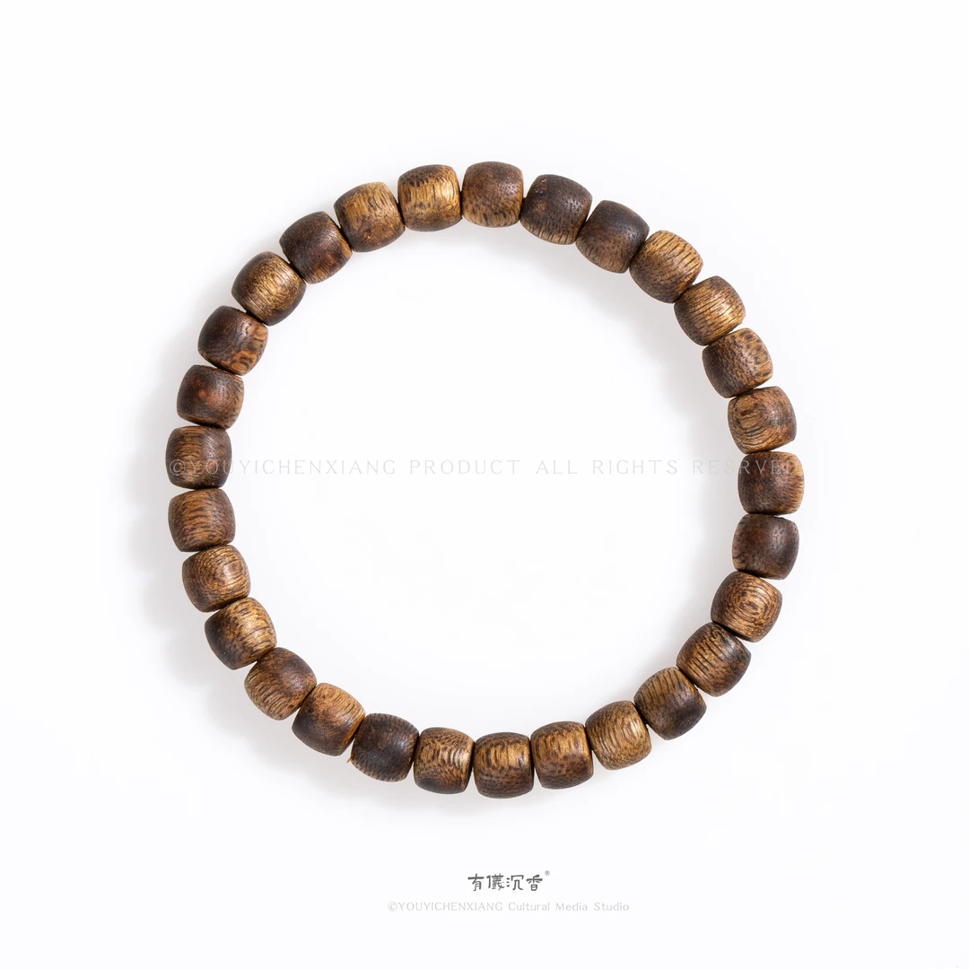 「人手一串」女生精致海南沉香卡0.6鼓珠九九结油圈粉款